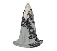 WBQLSL Cape de cosplay à capuche | Pin Tree Under the Moon Printed Small - Accessoire de costume de scène de jeu de rôle