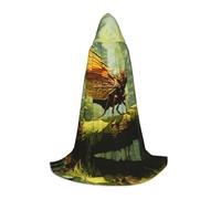 WBQLSL Cape de cosplay à capuche | Sauterelle sur une branche Impression L - Accessoire de costume de scène de jeu de rôle