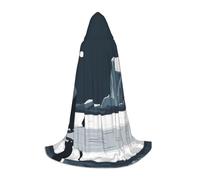 WBQLSL Cape de cosplay à capuche | Silhouette de pingouin minimaliste impression M - Accessoire de costume de scène de jeu de rôle
