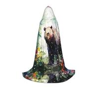 WBQLSL Cape de magicien à motif d'ours de la jungle M, convient pour adultes et adolescents, cosplay, gamme complète de tailles S, M, L