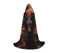 WBQLSL Cape de magicien antilope noire avec fleurs - Convient pour adultes et adolescents - Taille complète S, M, L