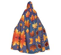 WBQLSL Cape d'Halloween imprimée avec dégradé de feuilles d'érable, cape à capuche pour bal masqué, fête de carnaval ou costume de cosplay