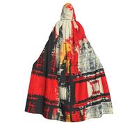 WBQLSL Cape d'Halloween imprimée avec icônes de la ville, cape à capuche, adaptée pour les fêtes à thème