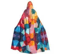 WBQLSL Cape d'Halloween imprimée mosaïque colorée, cape à capuche, adaptée pour les fêtes à thème