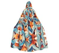 WBQLSL Cape d'Halloween imprimée renard cube, cape à capuche, adaptée pour les fêtes à thème