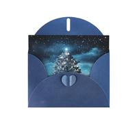 WBQLSL Cartes à motif sapin de Noël bleu nuit enneigée - Parfait pour la Saint-Valentin et les anniversaires, exprimer l'amour et la bénédiction