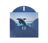 WBQLSL Cartes de vacances bleues en forme de dauphins sautant - Parfaites pour les anniversaires, les mariages et les cartes de Noël