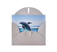WBQLSL Cartes de vacances grises de dauphins sautant - Parfaites pour les anniversaires, les mariages et les cartes de Noël