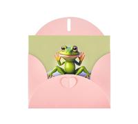 WBQLSL Cartes de vacances roses amusantes en forme de grenouille faisant du yoga - Parfaites pour les anniversaires, les mariages et les cartes de Noël