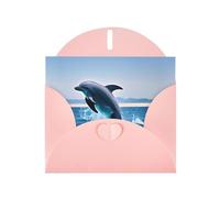WBQLSL Cartes de vacances roses avec dauphins sautant - Parfaites pour les anniversaires, les mariages et les cartes de Noël