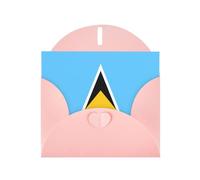 WBQLSL Cartes de vacances roses avec drapeau de Sainte-Lucie - Parfait pour les anniversaires, les mariages et les cartes de Noël