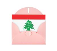 WBQLSL Cartes de vacances roses Drapeau du Liban - Parfait pour les anniversaires, les mariages et les cartes de Noël