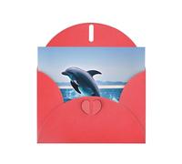 WBQLSL Cartes de vacances rouges en forme de dauphins sautant - Parfaites pour les anniversaires, les mariages et les cartes de Noël