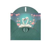 WBQLSL Cartes de vacances vert foncé The Swan in Love - Parfaites pour les anniversaires, les mariages et les cartes de Noël