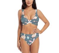 WBQLSL Cartoon Cute Bunny Printed Femmes Bikini Maillot de Bain Summer Beach Vacances Maillot de Bain