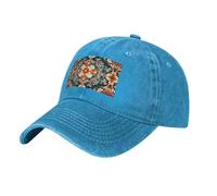 WBQLSL Casquette de baseball décontractée noire à motifs floraux artistiques, casquette de golf respirante à séchage rapide, visière solaire, bleu, Taille unique