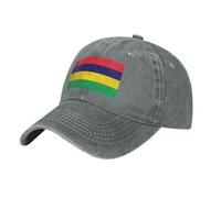 WBQLSL Casquette de baseball noire décontractée avec motif drapeau de l'île Maurice - Séchage rapide - Respirante - Visière solaire, gris, Taille unique