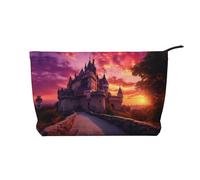 WBQLSL Castle at Sunset Trousse de rangement en velours côtelé pour ranger du rouge à lèvres, de la poudre et d'autres produits cosmétiques, noir, taille unique