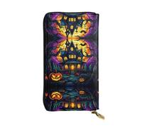 WBQLSL Castle of Terror Portefeuille élégant en cuir avec fermeture éclair 19 x 10,5 cm