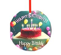 WBQLSL Ce beau pendentif rond en verre imprimé « Happy Birthday » est parfait pour Noël, Halloween et d'autres décorations de vacances.