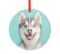 WBQLSL Ce joli pendentif rond en verre imprimé Husky est parfait pour Noël, Halloween et d'autres décorations de vacances.