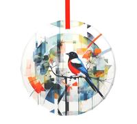 WBQLSL Ce joli pendentif rond en verre imprimé Magpie est parfait pour Noël, Halloween et d'autres décorations de vacances.