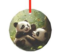 WBQLSL Ce joli pendentif rond en verre imprimé panda rouge est parfait pour Noël, Halloween et d'autres décorations de vacances.