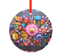 WBQLSL Ce pendentif rond décoratif en verre imprimé à la main est parfait pour Noël, Halloween et d'autres décorations de vacances.