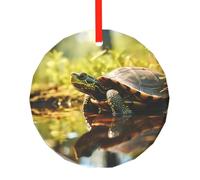 WBQLSL Ce pendentif rond en verre à motif de tortue est parfait comme décoration de sapin de Noël, d'anniversaire ou cadeau d'anniversaire.