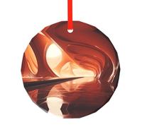 WBQLSL Ce pendentif rond en verre avec impression d'architecture du désert est parfait pour Noël, Halloween et d'autres décorations de vacances.