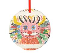 WBQLSL Ce pendentif rond en verre imprimé à la main est parfait comme décoration de sapin de Noël, d'anniversaire ou cadeau d'anniversaire.