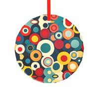 WBQLSL Ce pendentif rond en verre imprimé à pois colorés est parfait pour Noël, Halloween et d'autres décorations de vacances.