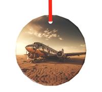 WBQLSL Ce pendentif rond en verre imprimé avion en décomposition est parfait pour Noël, Halloween et autres décorations de vacances.