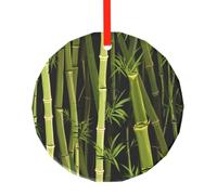 WBQLSL Ce pendentif rond en verre imprimé bambou frais est parfait pour Noël, Halloween et autres décorations de vacances.