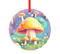 WBQLSL Ce pendentif rond en verre imprimé champignon de rêve fantaisie est parfait pour Noël, Halloween et autres décorations de vacances.