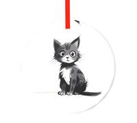 WBQLSL Ce pendentif rond en verre imprimé chat solitaire est parfait pour Noël, Halloween et d'autres décorations de vacances.