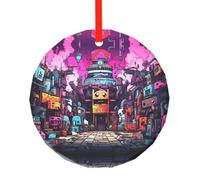 WBQLSL Ce pendentif rond en verre imprimé chemins de couleur foncée est parfait pour Noël, Halloween et autres décorations de vacances.