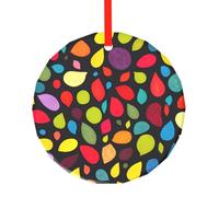 WBQLSL Ce pendentif rond en verre imprimé de forme colorée est parfait pour Noël, Halloween et d'autres décorations de vacances.