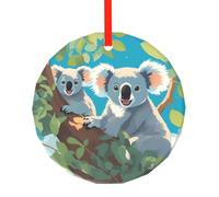 WBQLSL Ce pendentif rond en verre imprimé deux koalas heureux est parfait pour Noël, Halloween et d'autres décorations de vacances.