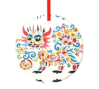 WBQLSL Ce pendentif rond en verre imprimé dragon coloré est parfait pour Noël, Halloween et d'autres décorations de vacances.