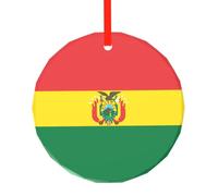 WBQLSL Ce pendentif rond en verre imprimé drapeau de Bolivie est parfait pour Noël, Halloween et d'autres décorations de vacances.