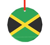 WBQLSL Ce pendentif rond en verre imprimé drapeau de la Jamaïque est parfait pour Noël, Halloween et d'autres décorations de vacances.