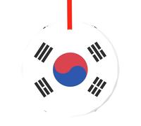 WBQLSL Ce pendentif rond en verre imprimé drapeau de la République de Corée est parfait pour Noël, Halloween et d'autres décorations de vacances.