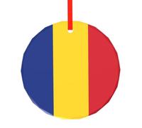 WBQLSL Ce pendentif rond en verre imprimé drapeau de la Roumanie est parfait pour Noël, Halloween et d'autres décorations de vacances.