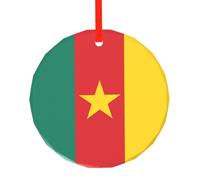 WBQLSL Ce pendentif rond en verre imprimé drapeau du Cameroun est parfait pour Noël, Halloween et d'autres décorations de vacances.