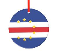 WBQLSL Ce pendentif rond en verre imprimé drapeau du Cap-Vert est parfait pour Noël, Halloween et d'autres décorations de vacances.