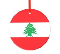 WBQLSL Ce pendentif rond en verre imprimé drapeau du Liban est parfait pour Noël, Halloween et d'autres décorations de vacances.