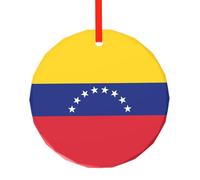 WBQLSL Ce pendentif rond en verre imprimé drapeau du Venezuela est parfait pour Noël, Halloween et d'autres décorations de vacances.