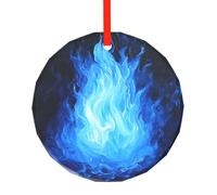 WBQLSL Ce pendentif rond en verre imprimé flamme bleue est parfait pour Noël, Halloween et autres décorations de vacances.