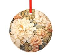 WBQLSL Ce pendentif rond en verre imprimé fleurs dans le jardin est parfait comme décoration de sapin de Noël, d'anniversaire ou cadeau d'anniversaire.